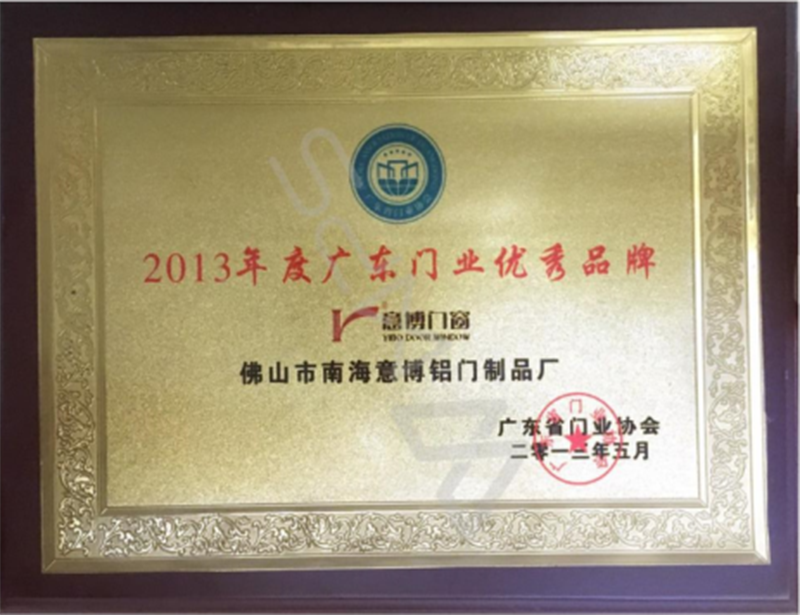 2013年度廣東門業優秀品牌